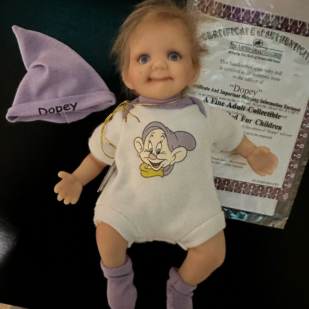 Dopey Porcelain Doll with Purple Outfit